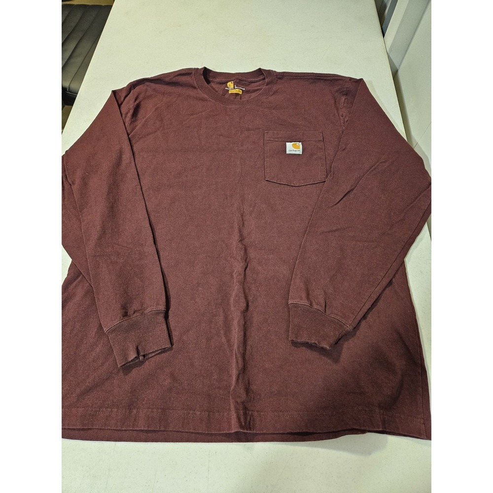 Carhartt Men's Large Long Sleeve Original Fit Pull Over Shirt Maroon‎ (A582)